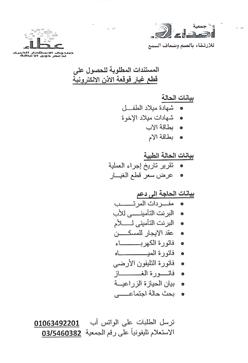 أرقام التواصل للحصول على قطع غيار قوقعة الأذن