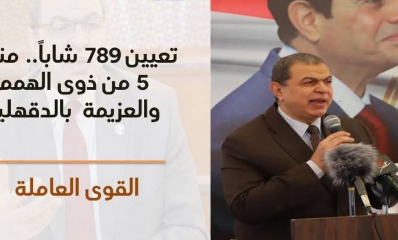 القوى العاملة تعيين 789 شابًا بينهم 5 من ذوي الاحتياجات الخاصة