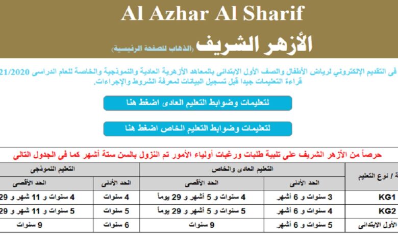 لينك استعلام تقديم الأزهر رياض الأطفال 2023