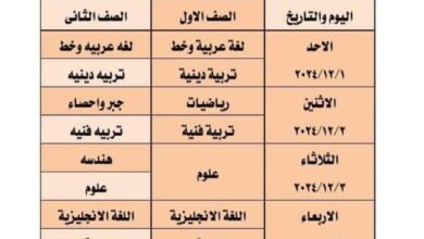 جدول امتحانات شهر نوفمبر 2024 بعد التعديل فى الجيزة